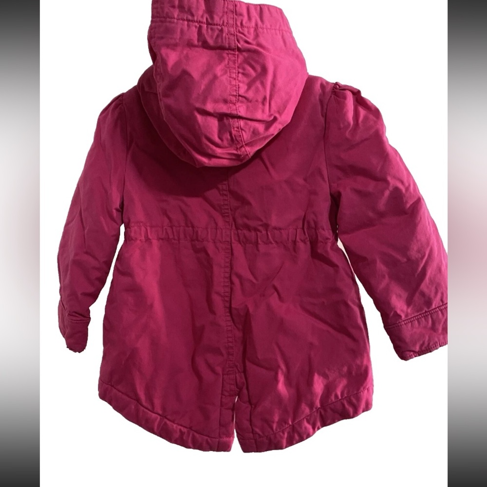 Old Navy Size 3T Toddler Girls Kids Pink Coat Hood & Pockets Excellent Condition - Picture 2 of 9